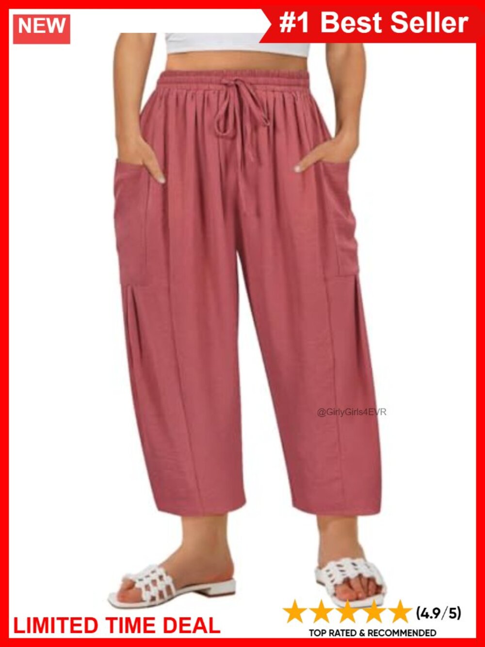 Plus Size Wide Leg Palazzo Harem Pants Drawstring Lightweight Beach